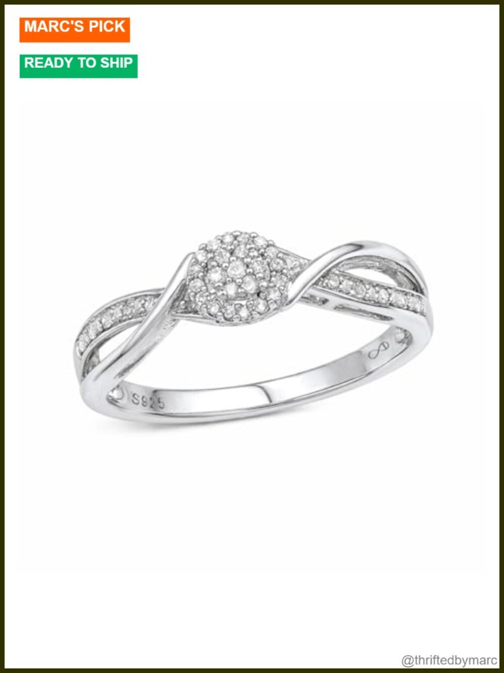 925 Sterling Silver Diamond Halo Promise Ring Engagement Gift for Her